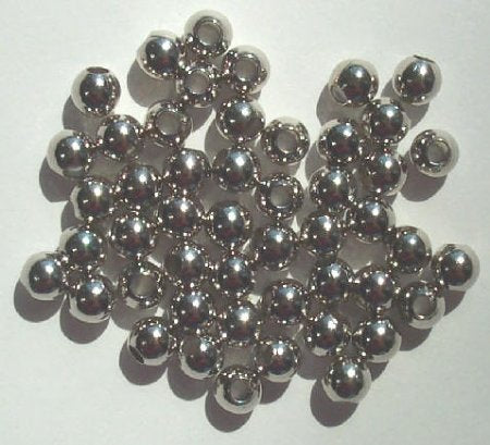 50 6mm Round Nickel Metal Beads