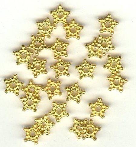 25 7mm Gold Plated Star Spacer Beads