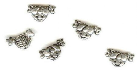 5 7x13mm Antique Silver Little Girl Head (hole top to bottom)