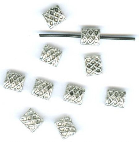 10 7x6mm Antique Silver Flat Rectangle Celtic Knot Bead
