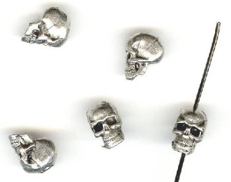 5, 11.5x8mm Antique Silver Skull Beads
