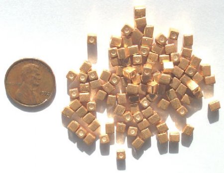 10 grams of 4x4mm Metallic Gold Miyuki Cubes