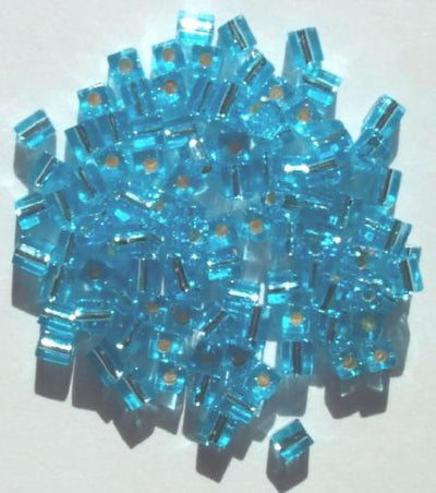 10 grams of 4x4mm Silver Lined Aqua Miyuki Cubes
