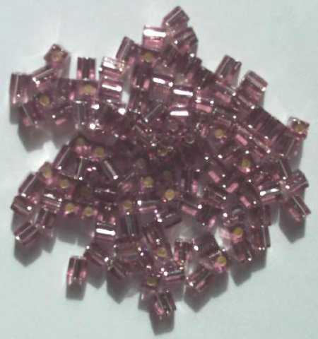 10 grams of 4x4mm Silver Lined Light Amethyst Miyuki Cubes
