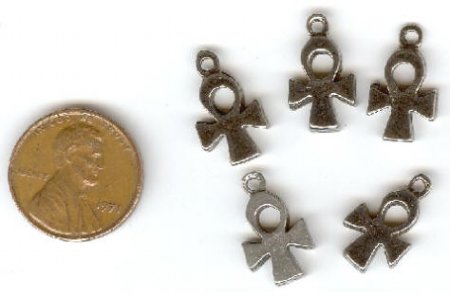 5 17mm Antique Silver Ankh Pendants