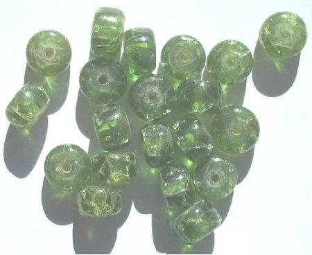 20 10x14mm Crackle Olive Resin Rondelles