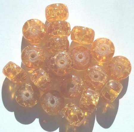 20 10x14mm Crackle Topaz Resin Rondelles