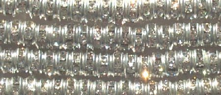 10 4.5mm Silver Rondelles with Crystal Rhinestones