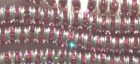 10 4.5mm Silver Rondelles with Rose Rhinestones