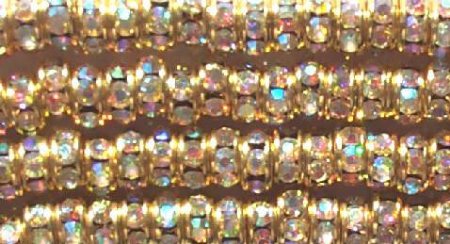 10 6mm Gold Rondelles with Crystal AB Rhinestones