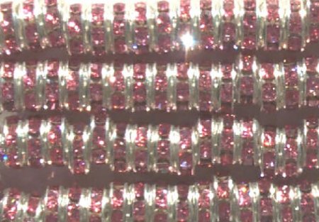 10 6mm Silver Rondelles with Rose Rhinestones