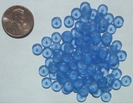 100 2x6mm Matte Light Sapphire Rondelle Beads