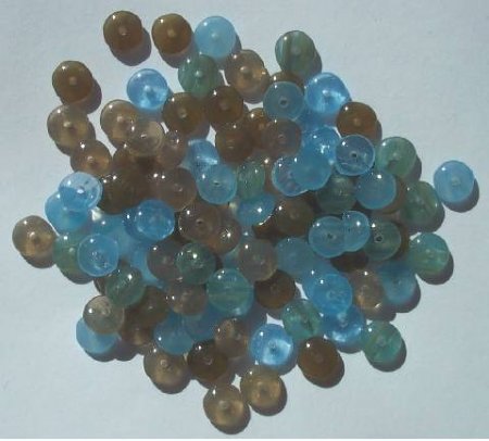 100 2x6mm Blue Topaz Mix Rondelle Beads