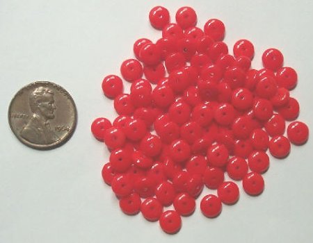 100 2x6mm Opaque Orange / Red Rondelle Beads
