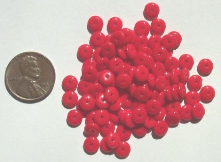 100 2x6mm Opaque Red Rondelle Beads