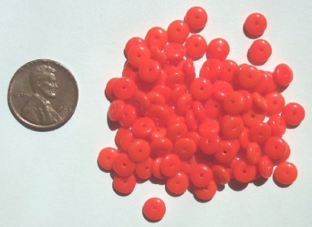 100 2x6mm Opaque Orange Rondelle Beads