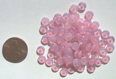 100 2x6mm Pink Opal Rondelle Beads