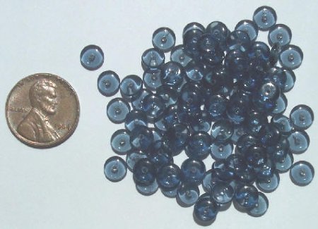 100 2x6mm Transparent Montana Blue Rondelle Beads