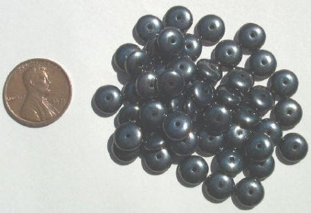 50 3x8mm Gunmetal Rondelle Beads