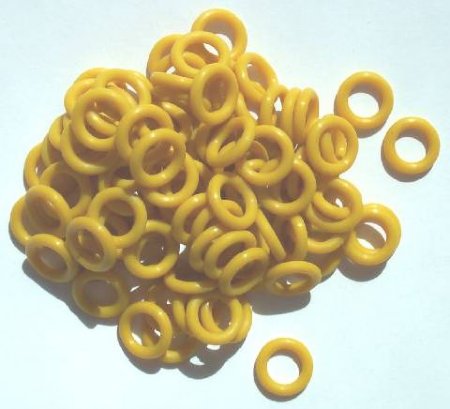 100 10mm Yellow Rubber Rings