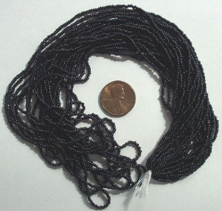 1 Hank of 13/0 Opaque Black Seed Beads