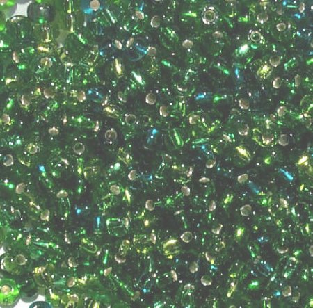 50g 6/0 Silver Lined Green Multi Mix