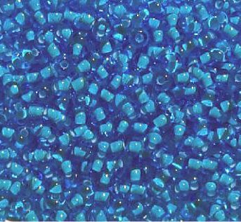 50g 6/0 White Lined Aqua Seed Beads