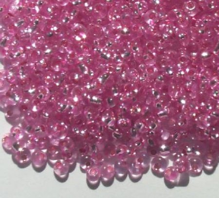 25g 8/0 Silver Lined Pink Fringe Drop