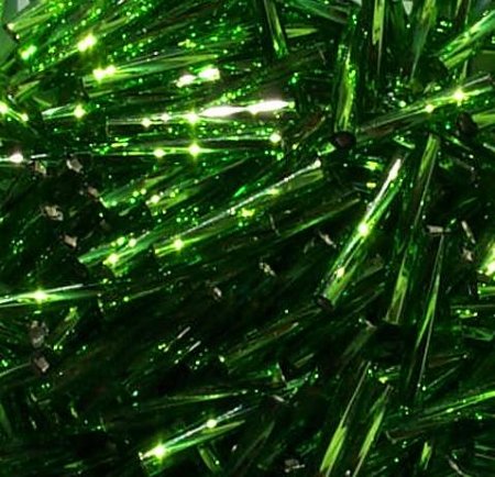 25 Grams 15mm Silver Lined Chartreuse Twisted Bugle Beads