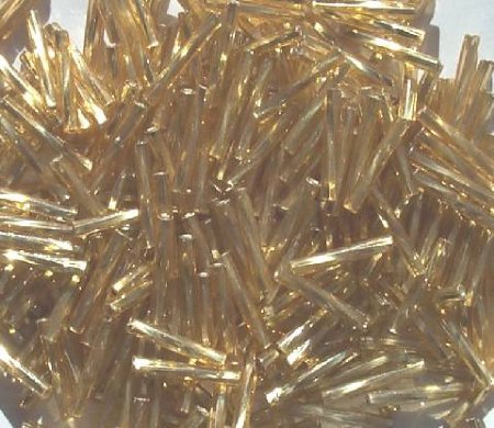 25 Grams 15mm Silver Lined Gold Twisted Bugles