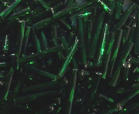 25 Grams 15mm Silver Lined Holiday Green Twisted Bugle Beads