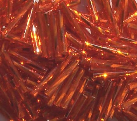 25 Grams 15mm Silver Lined Orange Twisted Bugle Beads