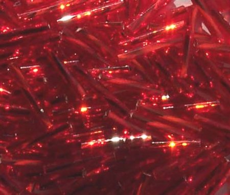 25 Grams 15mm Silver Lined Red Twisted Bugle Beads