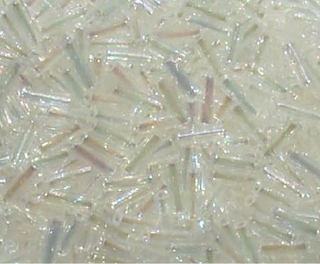 50g of #3 Transparent Crystal AB Glass Bugle Beads