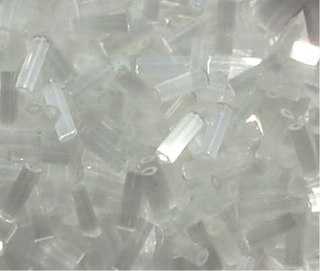 50 grams, #3 White Satin Bugle Beads