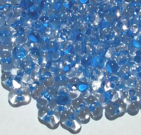 25 grams of 3x7mm Aqua Lined Crystal Farfalle Seed Beads