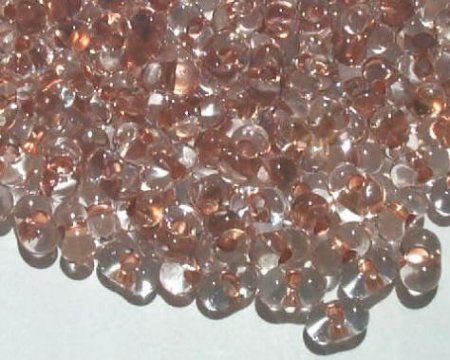 25 grams of 3x7mm Copper Lined Crystal Farfalle Seed Beads