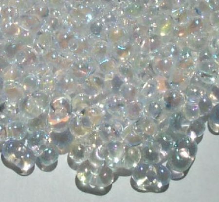 25 grams of 3x7mm Crystal Iris Lustre Farfalle Seed Beads