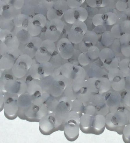 25 grams of 3x7mm Grey Lined Matte Crystal Farfalle Seed Beads