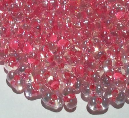 25 grams of 3x7mm Hot Pink Lined Crystal Lustre Farfalle Seed Beads