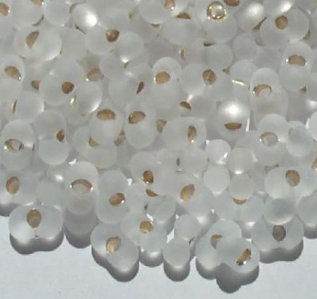 25 grams of 3x7mm Silver Lined Matte Crystal Farfalle Seed Beads