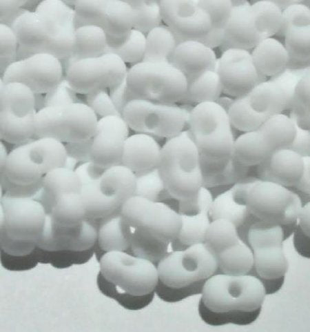 25 grams of 3x7mm Matte White Farfalle Seed Beads