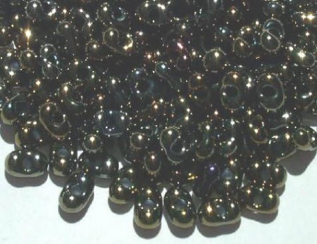 25 grams of 3x7mm Metallic Bronze AB Farfalle Seed Beads