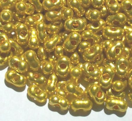 25 grams of 3x7mm Metallic Gold Farfalle Seed Beads
