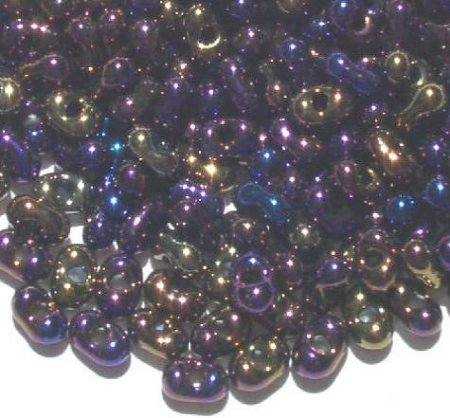 25 grams of 3x7mm Metallic Helio Farfalle Seed Beads