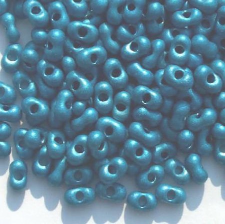 25 grams of 3x7mm Metallic Matte Blue Farfalle Seed Beads