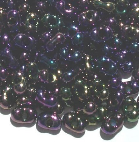 25 grams of 3x7mm Metallic Purple AB Farfalle Seed Beads