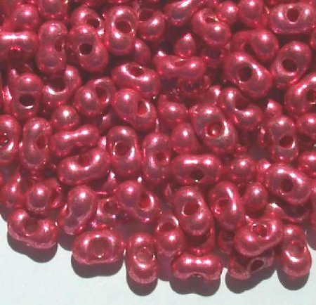 25 grams of 3x7mm Metallic Red Farfalle Seed Beads