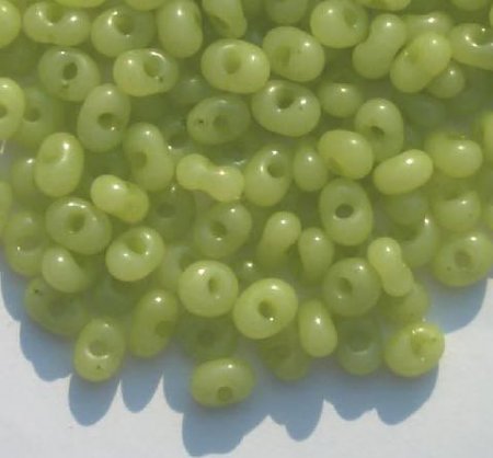 25 grams of 3x7mm Milky Olive Farfalle Seed Beads
