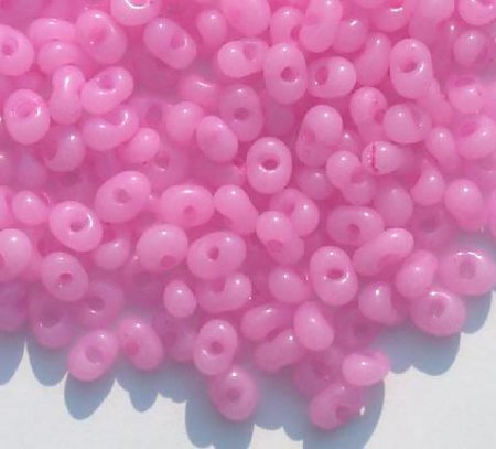25 grams of 3x7mm Milky Pink Farfalle Seed Beads